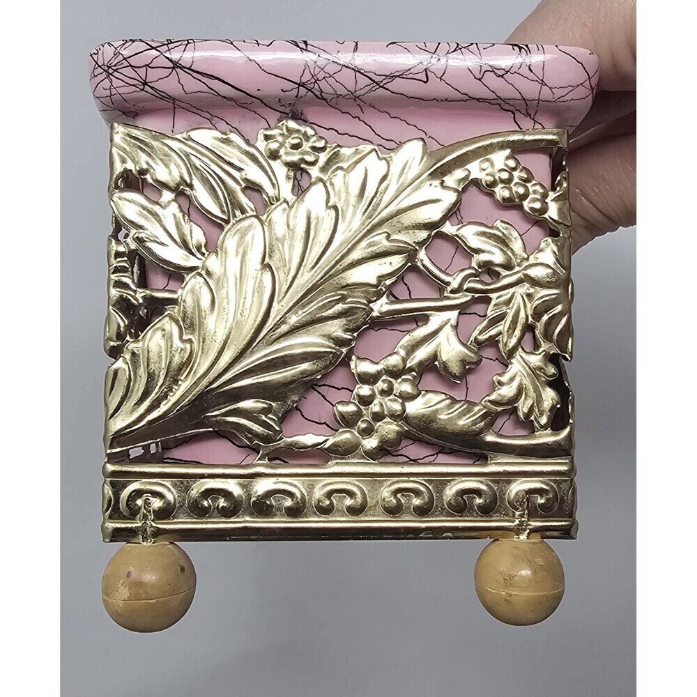 Vtg Hull MCM Pink Ceramic Footed Splatter Lines Mini Loaf Pan Trinket Dish 6" - Picture 2 of 15